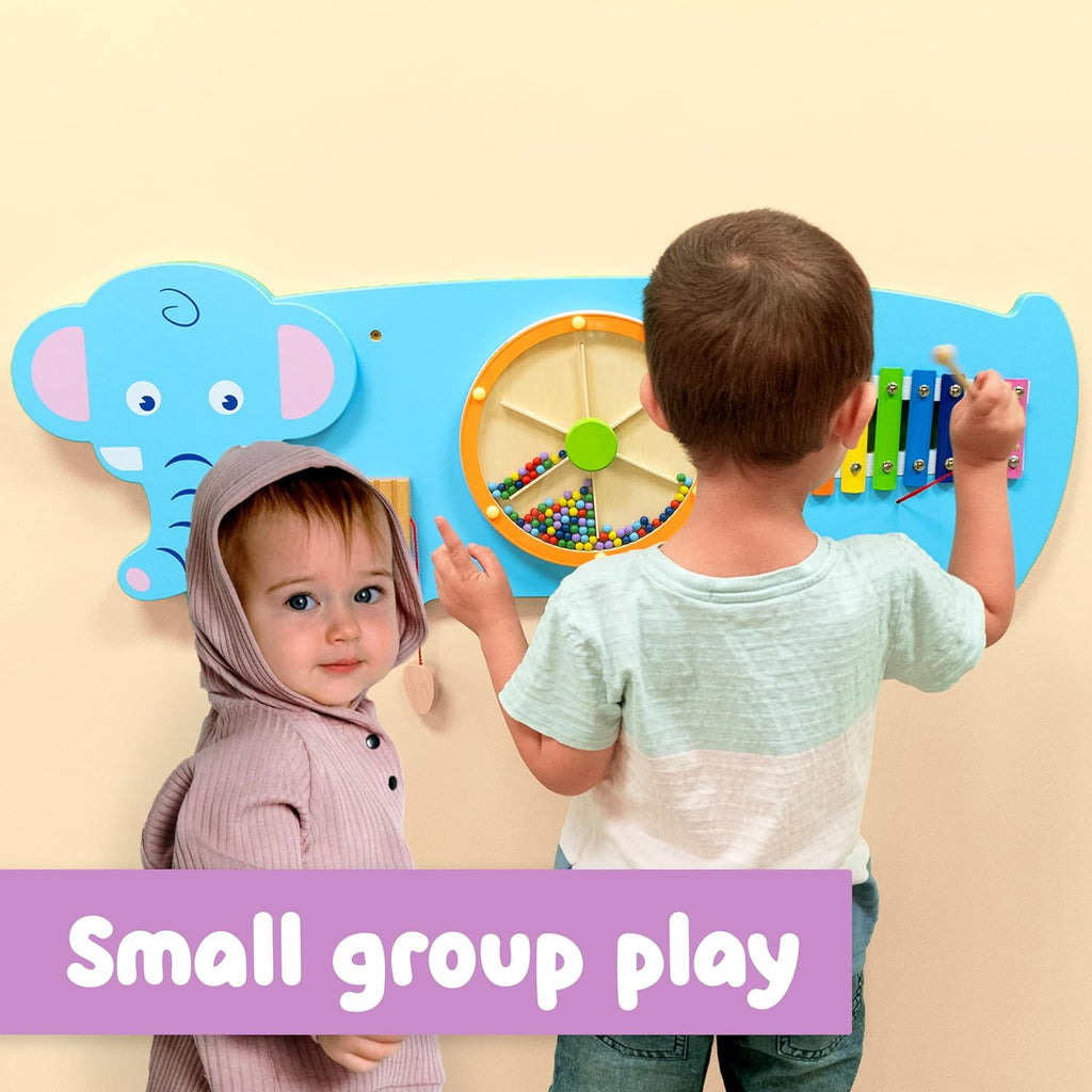 Elephant Activity Wall Panel | Kids Musical Wooden Wall Toy 12M+