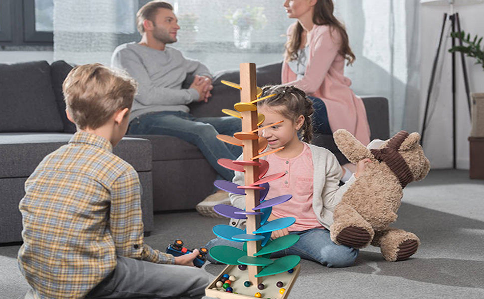 Musical Rainbow Tree Building Blocks Toy | Montessori Wooden Educational Music Toy Kids