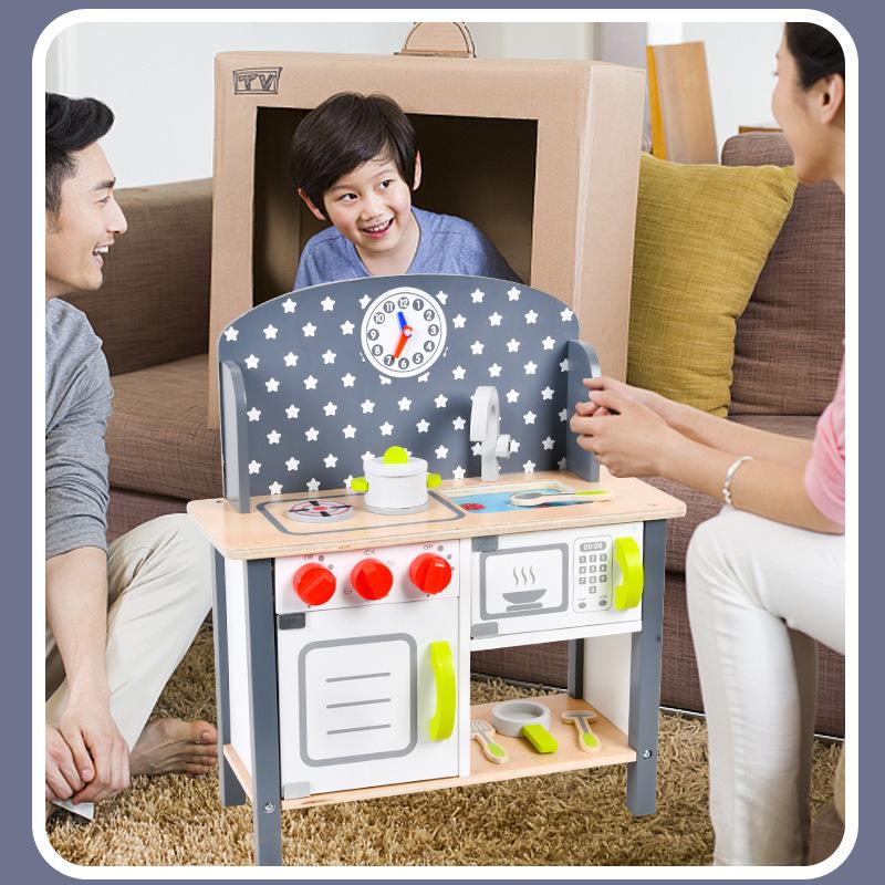 Little Chef Role Play Kitchen | Wooden Kids Cooking Pretend Playset for Toddlers