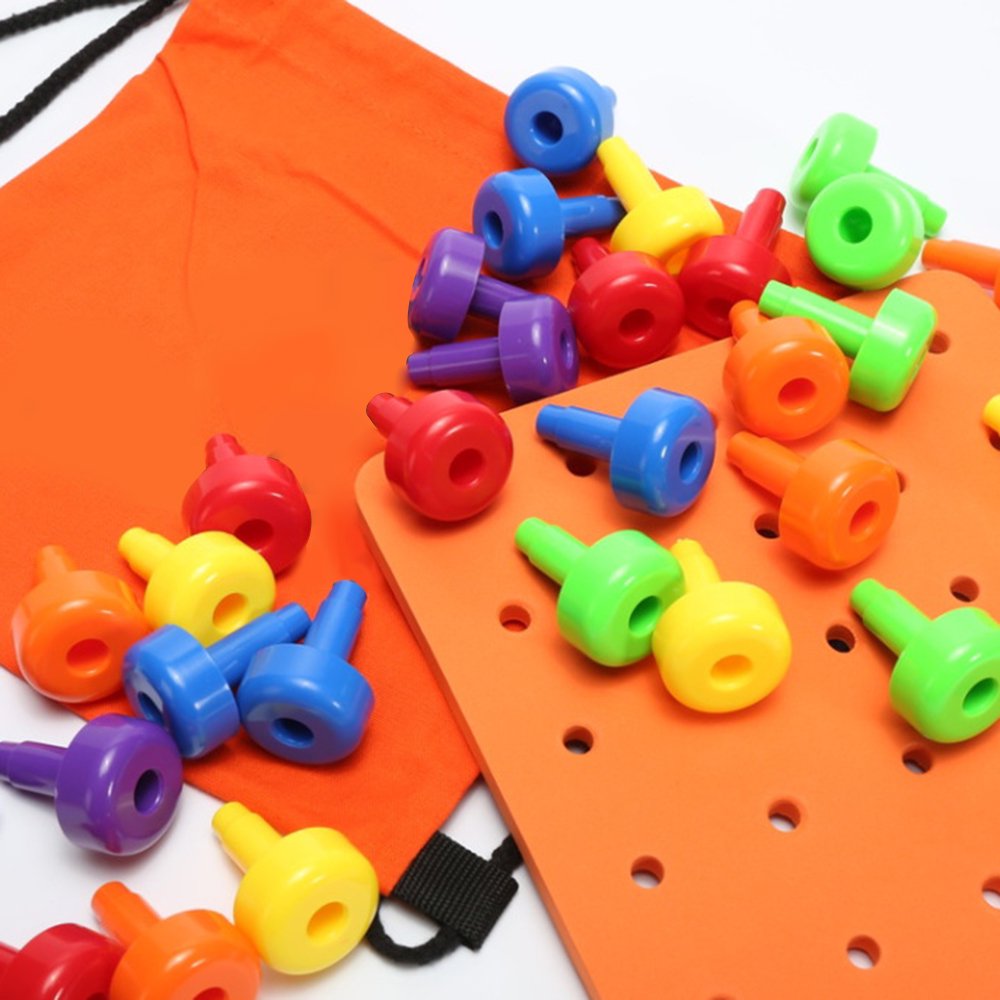 Peg Board Sensory Toys Kids | Color Sorting Montessori Stacking Toy