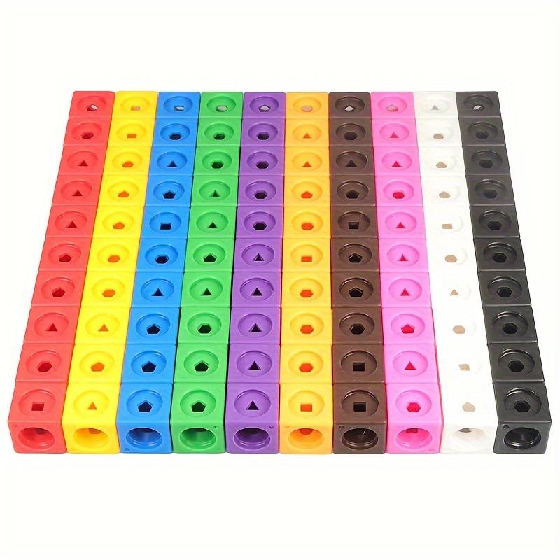 Math Link Cubes 100 Pcs STEM Building Set | Kids Educational Interlocking Snap Cubes Toy