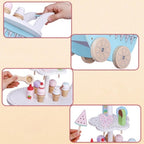 Wooden Ice Cream Cart Mini with Coffee Maker | Kids Pretend Play Role Play Toy Set