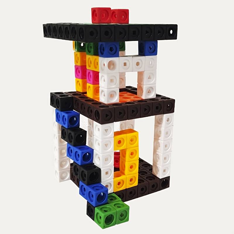 Math Link Cubes 100 Pcs STEM Building Set | Kids Educational Interlocking Snap Cubes Toy