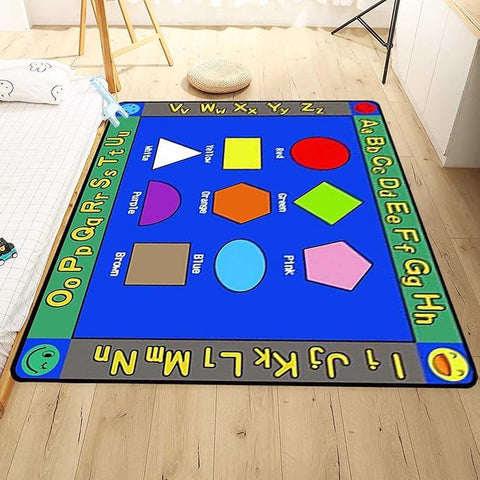 Kids Play Mat Rug for Crawling, Shapes Themed Floor Mat Educational Learning 160 x 230cm