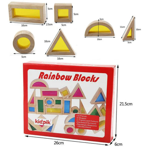 Kidpik Rainbow Wooden Blocks 24 Pcs