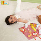 Wooden Picnic Set for Kids | Pretend Play Food Basket Toy Set 30 Pcs