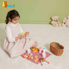 Wooden Picnic Set for Kids | Pretend Play Food Basket Toy Set 30 Pcs