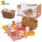 Wooden Picnic Set for Kids | Pretend Play Food Basket Toy Set 30 Pcs