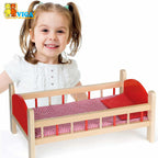 Wooden Doll Bed with Pillow | Beechwood Pretend Play Toy for Kids Ages 3+