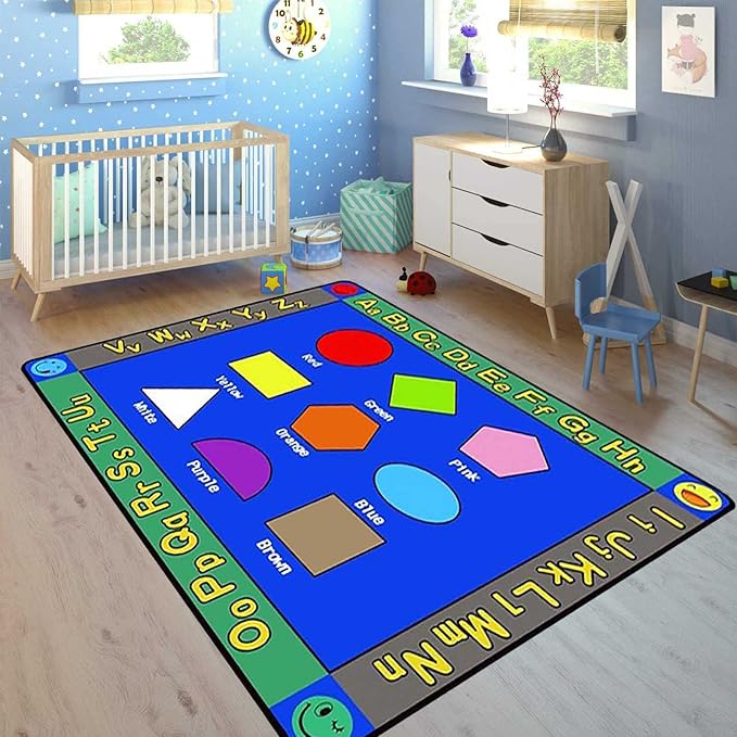 Kids Shapes Play Mat 160x230cm | Soft Educational Crawling Rug