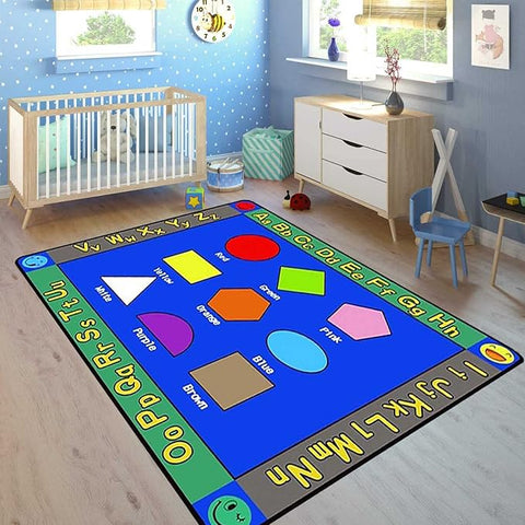 Kids Play Mat Rug for Crawling, Shapes Themed Floor Mat Educational Learning 160 x 230cm