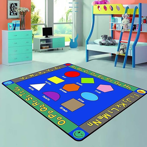 Kids Play Mat Rug for Crawling, Shapes Themed Floor Mat Educational Learning 160 x 230cm