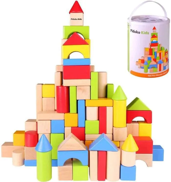 Count &amp; Spell Blocks 100 Pcs | Kids Wooden Alphabet & Number Learning Set