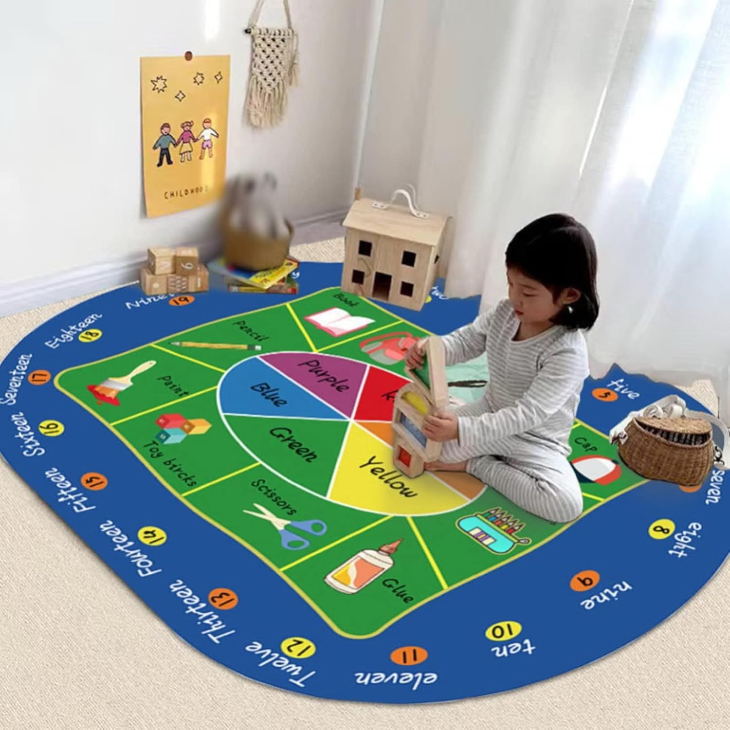 Oval Non-Slip Play Mat 160x230cm | Soft Soundproof Kids Floor Rug