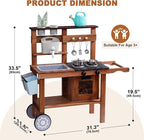 Wooden Mud Kitchen for Kids | Outdoor Pretend Play Cooking Set with Water Sink