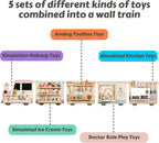 Wooden Sensory Wall Panel Train Activity Busy Board Kids | Montessori STEM Learning Toy