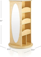 Rotating Dress Up Storage for Kids | Wooden Costume Organizer with Mirror