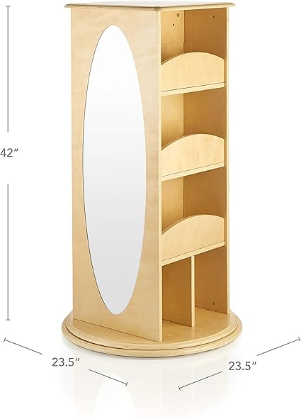 Rotating Dress Up Storage for Kids | Wooden Costume Organizer with Mirror