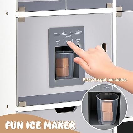 Honey Joy Kids Kitchen Playset 2 Pcs | Wooden Pretend Play Kitchen Set with Light & Sound