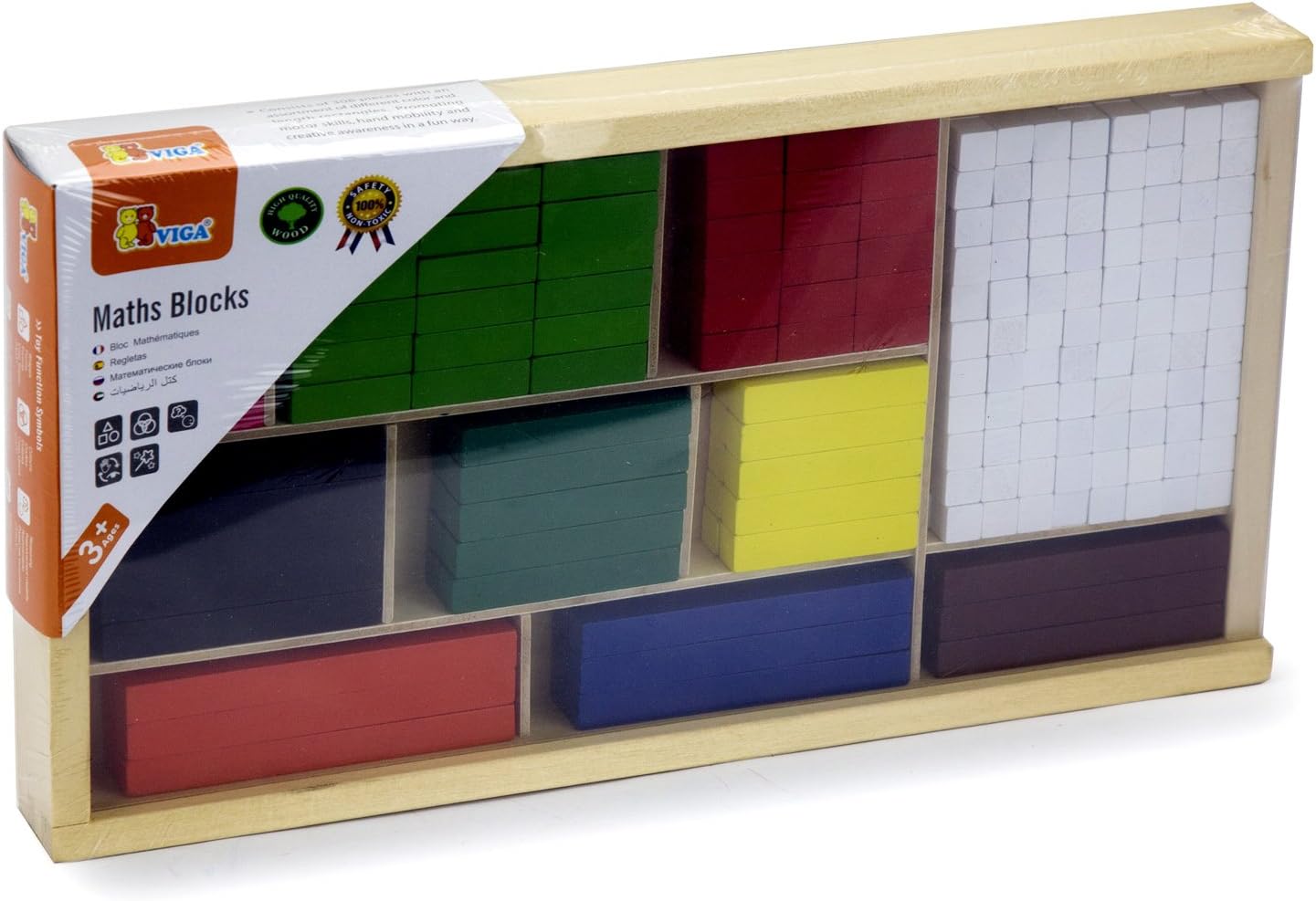 Math Blocks 308 Pcs Set | Wooden Counting & Fraction Learning Educational Toy for Kids