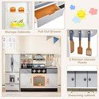 Honey Joy Kids Kitchen Playset 2 Pcs | Wooden Pretend Play Kitchen Set with Light & Sound