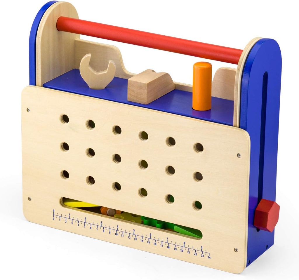Foldable Tool Kit for Kids | 32 Pcs Wooden Pretend Play Tool Box Set Age 3+
