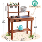 Wooden Outdoor Mud Kitchen for Kids | Pretend Play Garden Cooking Toy Set
