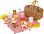 Wooden Picnic Set for Kids | Pretend Play Food Basket Toy Set 30 Pcs