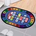 Oval Area Rug Kids Alphabet Number Mat | Non-Slip Educational Carpet