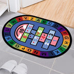 Oval Area Rug Kids Alphabet Number Mat | Non-Slip Educational Carpet
