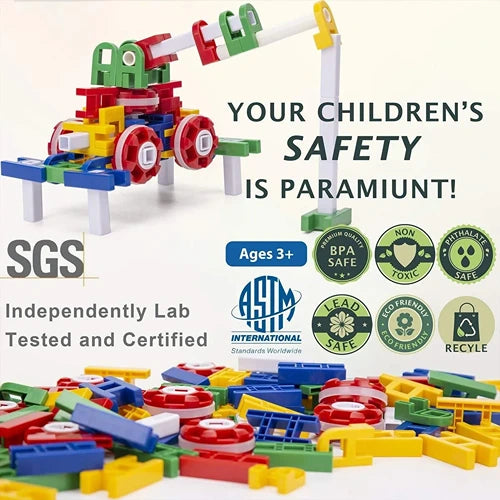 STEM Learning 82 PCS Building Set | Creative Engineering Construction Toy for Kids (Ages 4+)