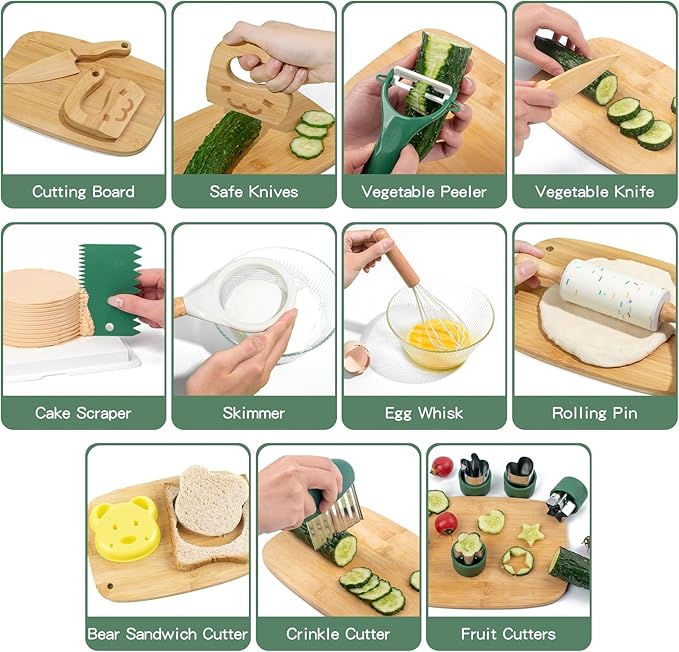 Kids Safe Knife Set for Cooking | Real Kitchen Tools for Children Ages 3–10