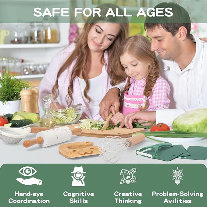 Kids Safe Knife Set for Cooking | Real Kitchen Tools for Children Ages 3–10