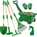 Kids Gardening Tools Set - 7pcs Wheelbarrow Set for Kids with Shovel, Rake, Leaf Rake, Summer Outdoor Yard Digging Weed Birthday Gifts,  Garden Tools Set Toy Outdoor Play | Garden & Soil Play