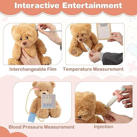 Wooden Medical Center Pretend Play Set Kids | Doctor Role Play Toy Station