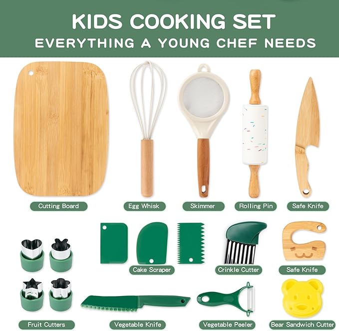 Kids Safe Knife Set for Cooking | Real Kitchen Tools for Children Ages 3–10