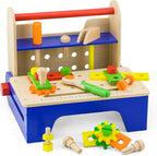 Foldable Tool Kit for Kids | 32 Pcs Wooden Pretend Play Tool Box Set Age 3+