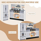 Honey Joy Kids Kitchen Playset 2 Pcs | Wooden Pretend Play Kitchen Set with Light & Sound