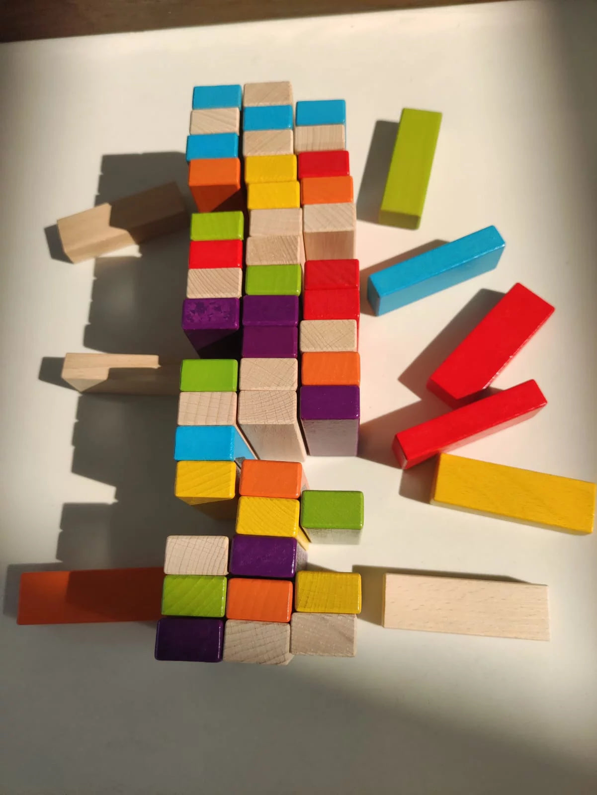 Colored Tumble Tower Wooden 54 Pcs | Kids Balance & Strategy Game
