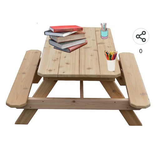 Picnic Table Large Wooden | Kids Outdoor Wooden Bench & Table Set
