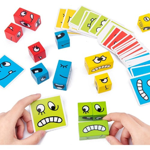 Expression Puzzle Building Blocks | Kids Wooden Emotional Learning & Logic Toy