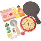 Danish Noble Wooden Pizza Toy Set | Kids Pretend Play Kitchen Food Cutting Set