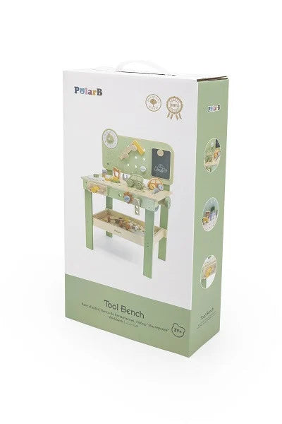 Wooden Tool Bench for Kids | Pretend Play Workbench Set with Tools &amp; Accessories