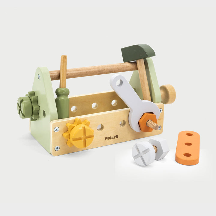 Wooden Tool Kit Polarb 17PCS | Kids Pretend Play DIY Toolbox Set
