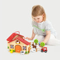 Wooden Farm Play Set | 2-Story Barn Animal Pretend Play Toy for Kids 3+