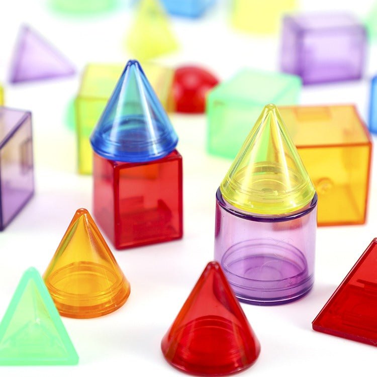 Solid Geometry Shapes 60 PCS | 3D Educational Building Cubes for Kids