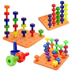 Peg Board Sensory Toys Kids | Color Sorting Montessori Stacking Toy