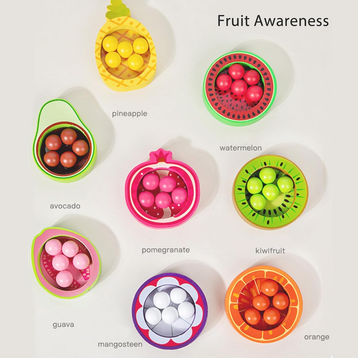 Fruit Colors Classification Toy for Kids | Wooden Color Sorting Bowl Montessori Set