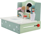 Kids Wooden Bathroom Sink Toy | Pretend Play Vanity Set with Accessories Educational Role Play