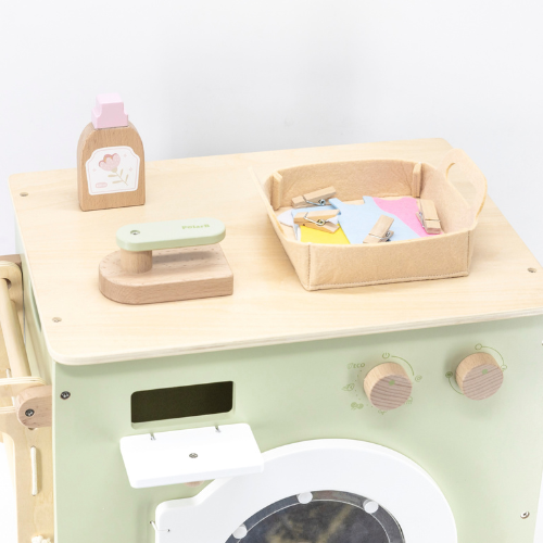 Wooden Washing Machine Set for Kids | Pretend Laundry Role Play Toy Age 3+